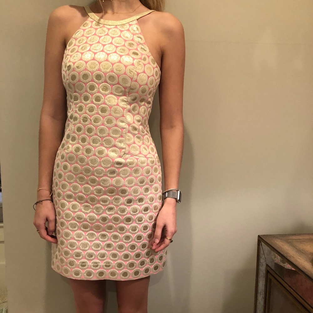Lilly Pulitzer high neck metallic shift dress